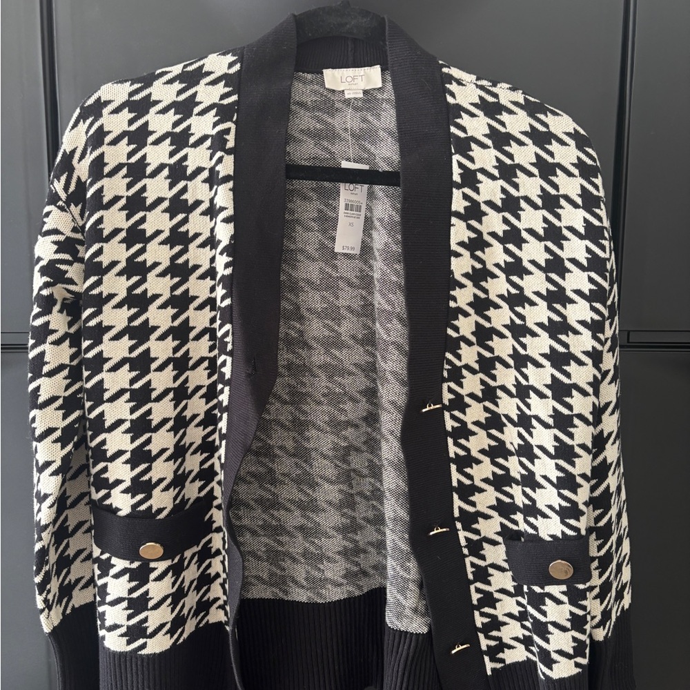 LOFT Houndstooth Black and White Women's Blazer